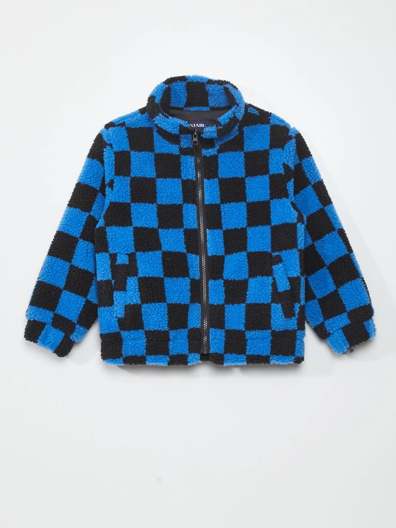 Veste en sherpa à motif   Bleu