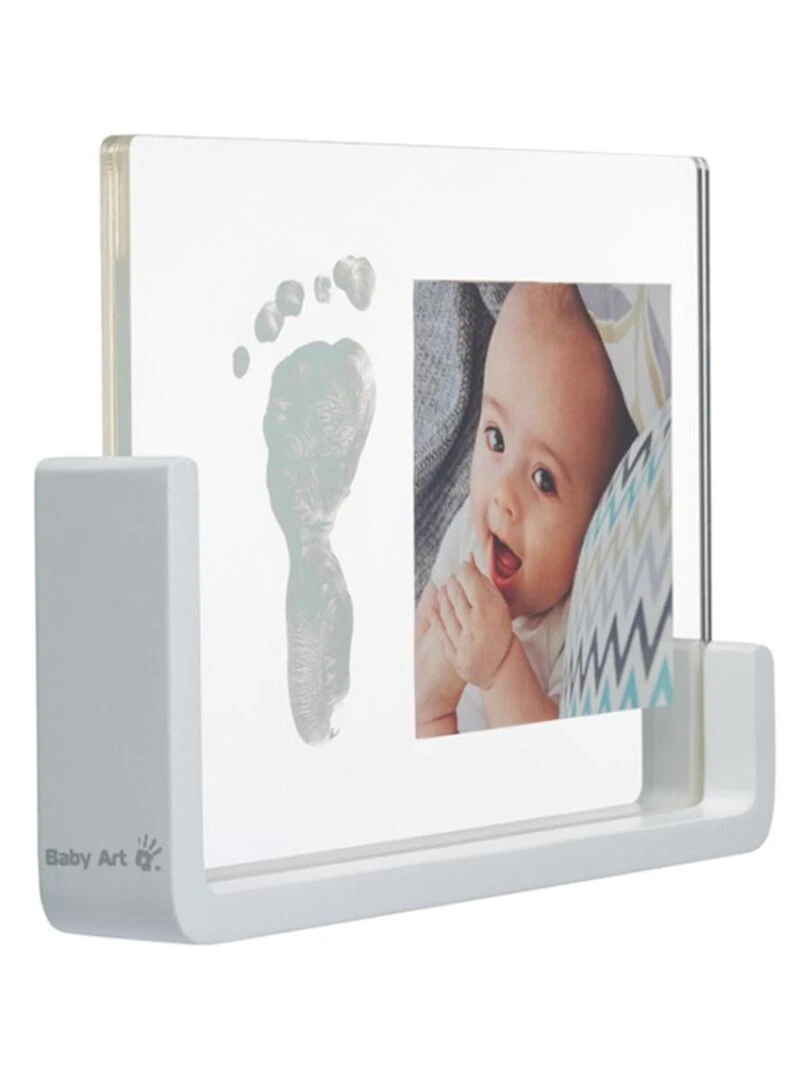 Cadre transparent empreinte et photo en bois   Blanc