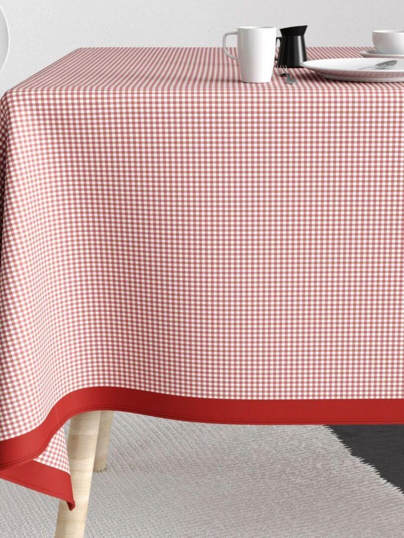 Nappe rectangulaire anti tache en Coton Vichy Rouge Rouge