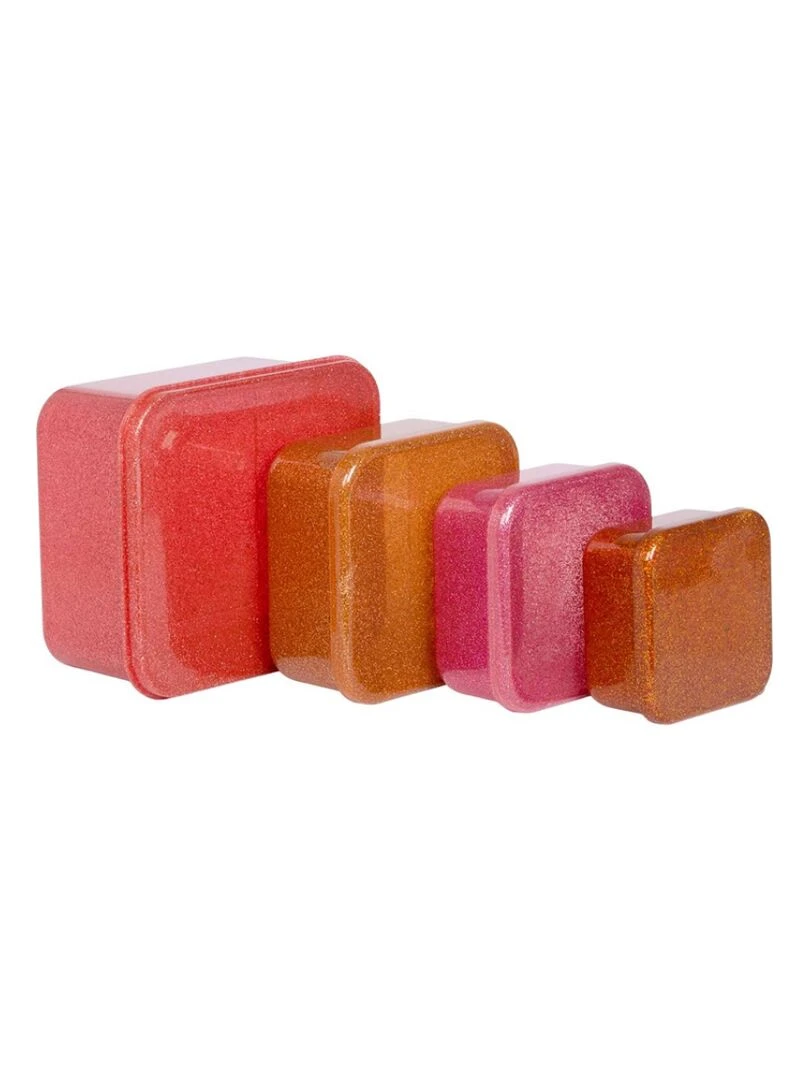 Lot de 4 boîtes à goûter à paillettes Autumn pink Rose