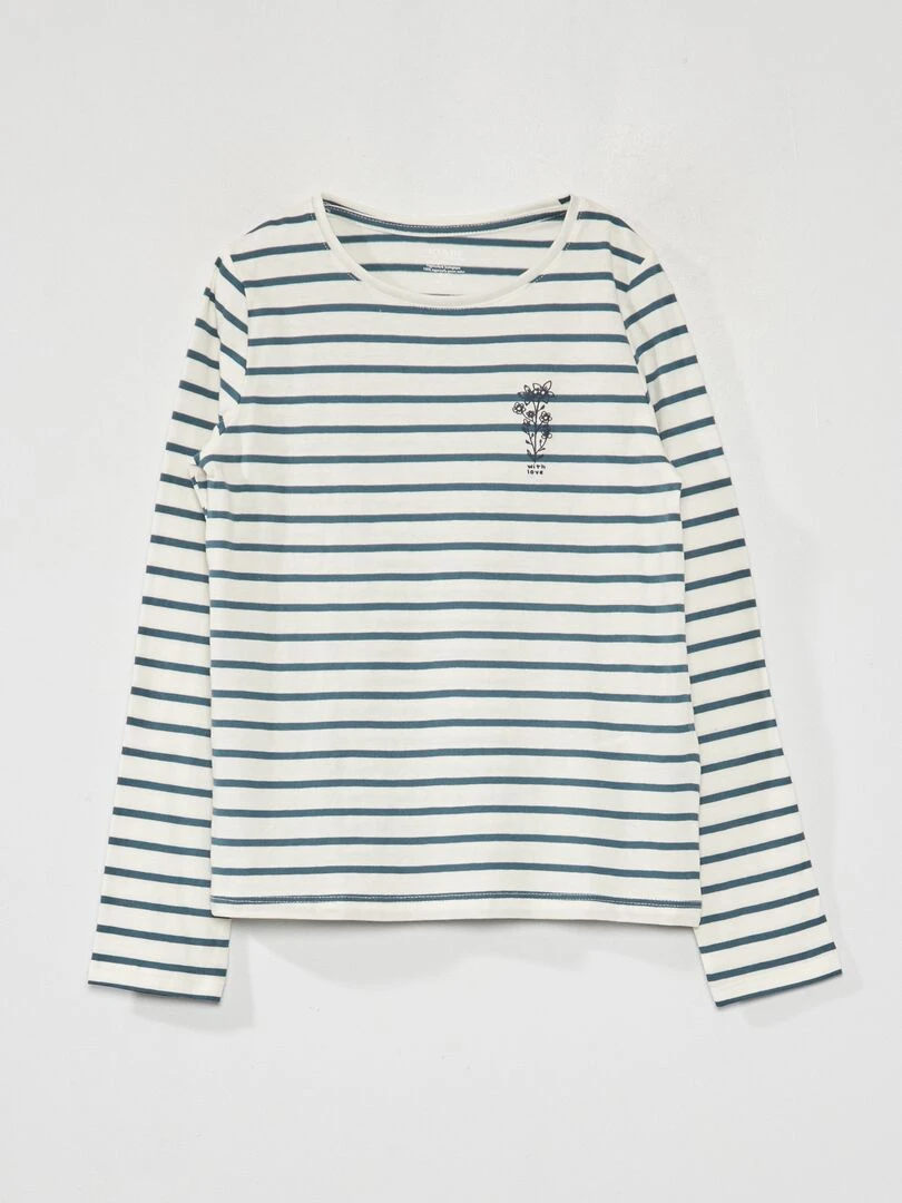 T shirt à 'rayures' Vert/blanc