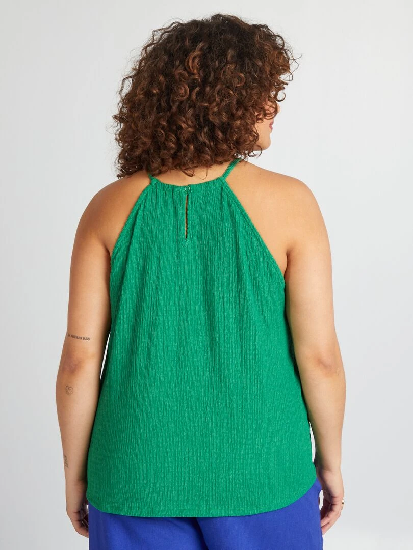 Débardeur en maille gaufrée unie   vert