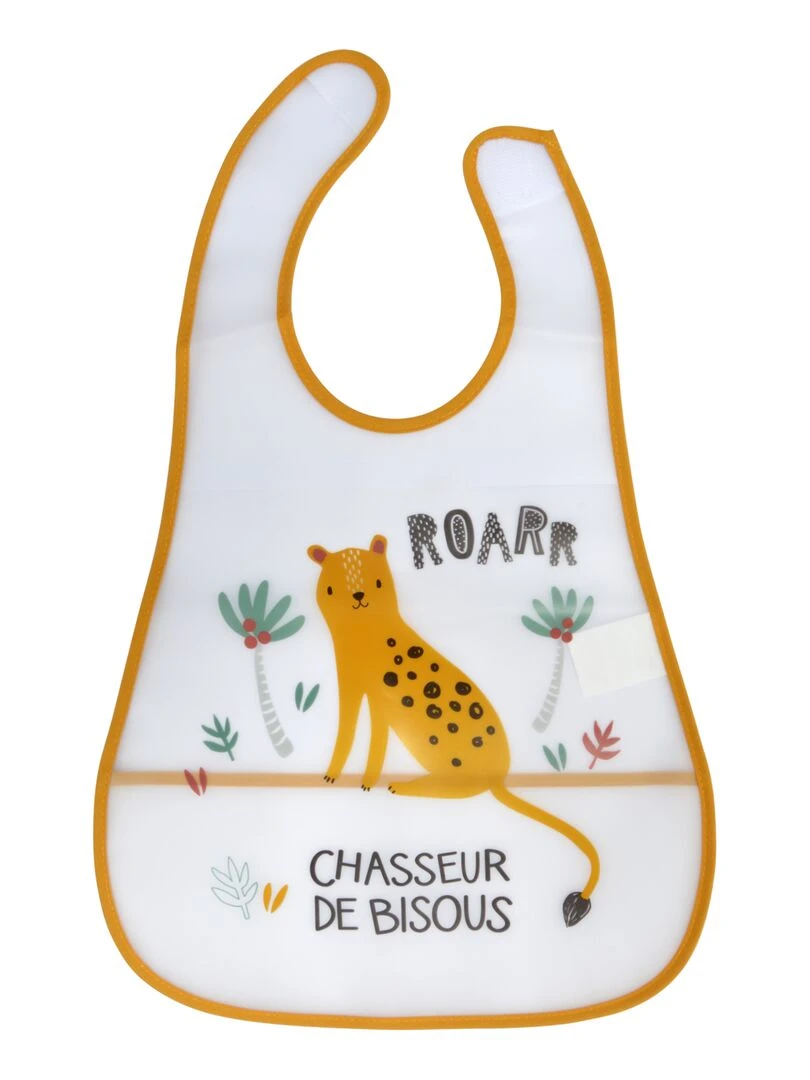 Bavoir bebe avec recuperateur Leopard Jaune