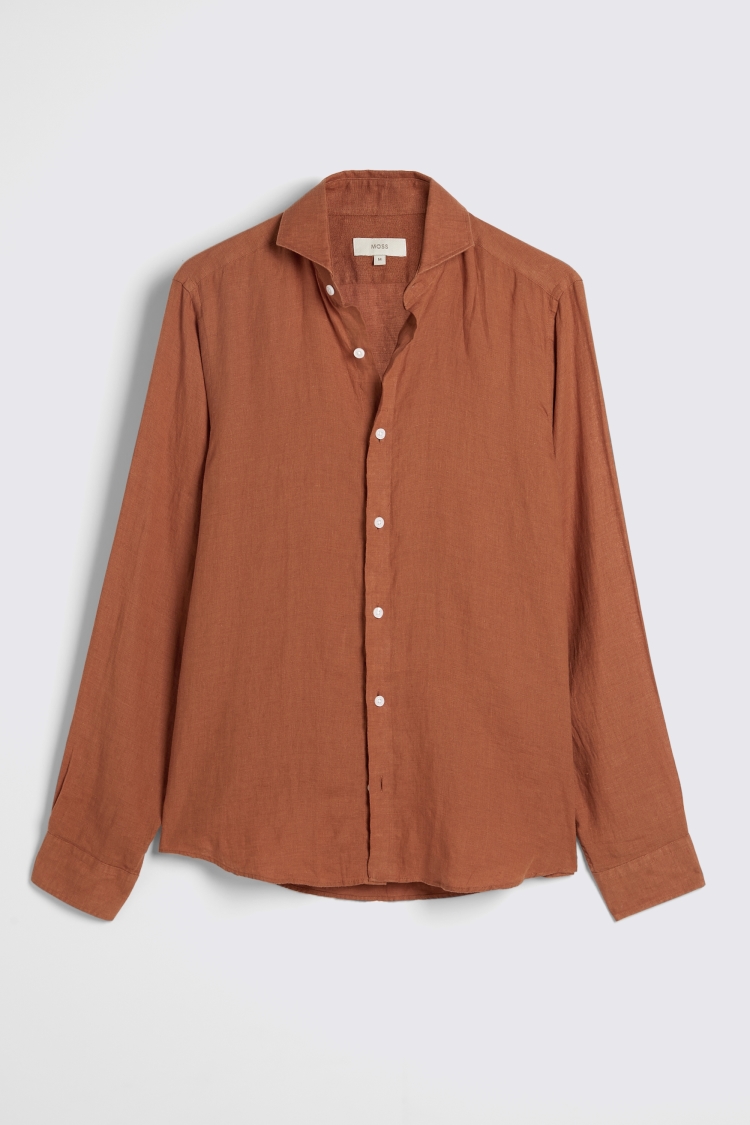 Tailored Fit Khaki Linen Shirt   Buy Online at Moss