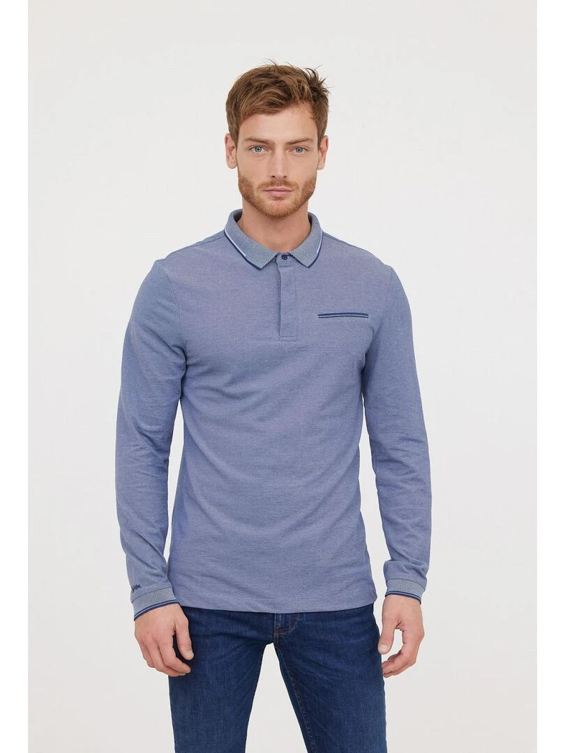 Lee Cooper Polo manches longues coton regular BUTEA Blanc Bleu marine