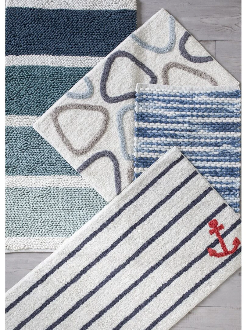 Guy Levasseur   Tapis de bain en polycoton fantaisie bleu   Bleu