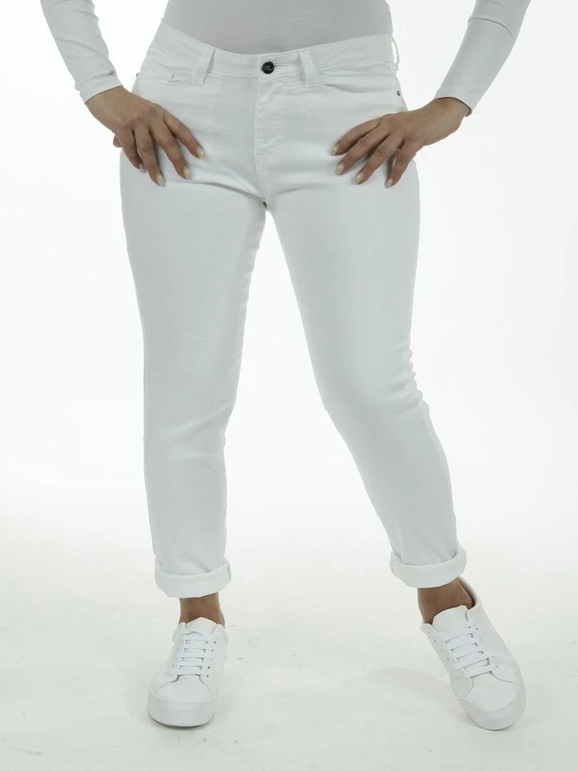 Jeans slim taille haute stretch OBS3 'OBER' Blanc