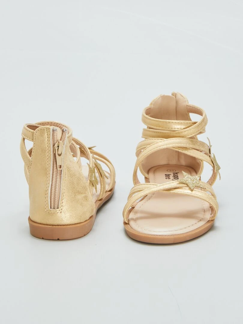 Sandales plates avec étoiles fantaisies   Beige