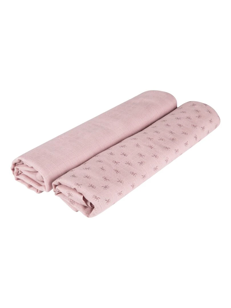 ROBA Lot 2 Serviettes d'Allaitement 'Lil Planet' 120 x120 Coton Bio OEKOTEX Rose