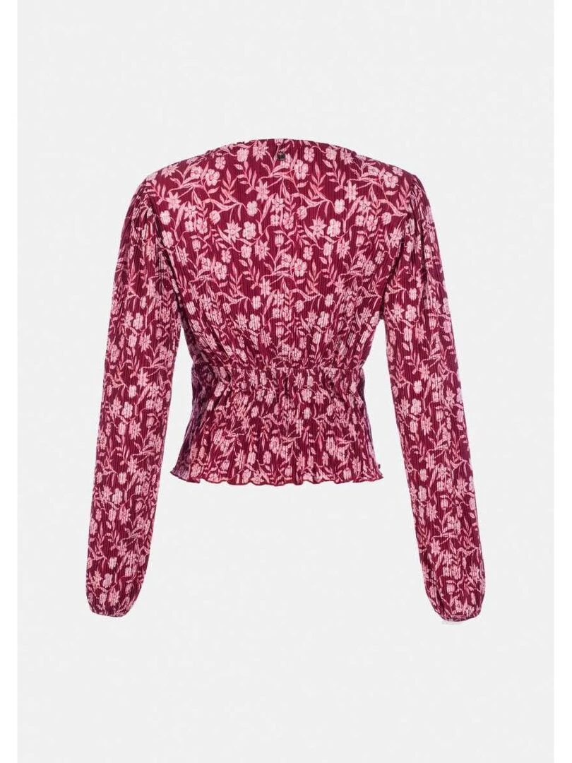 KAPORAL   Blouse plissée cache cœur imprimé floral droite PEPIT   Rouge