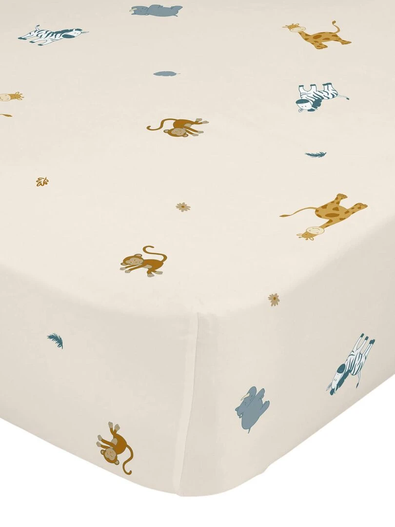 Drap housse Animals "Happyfriday" Blanc