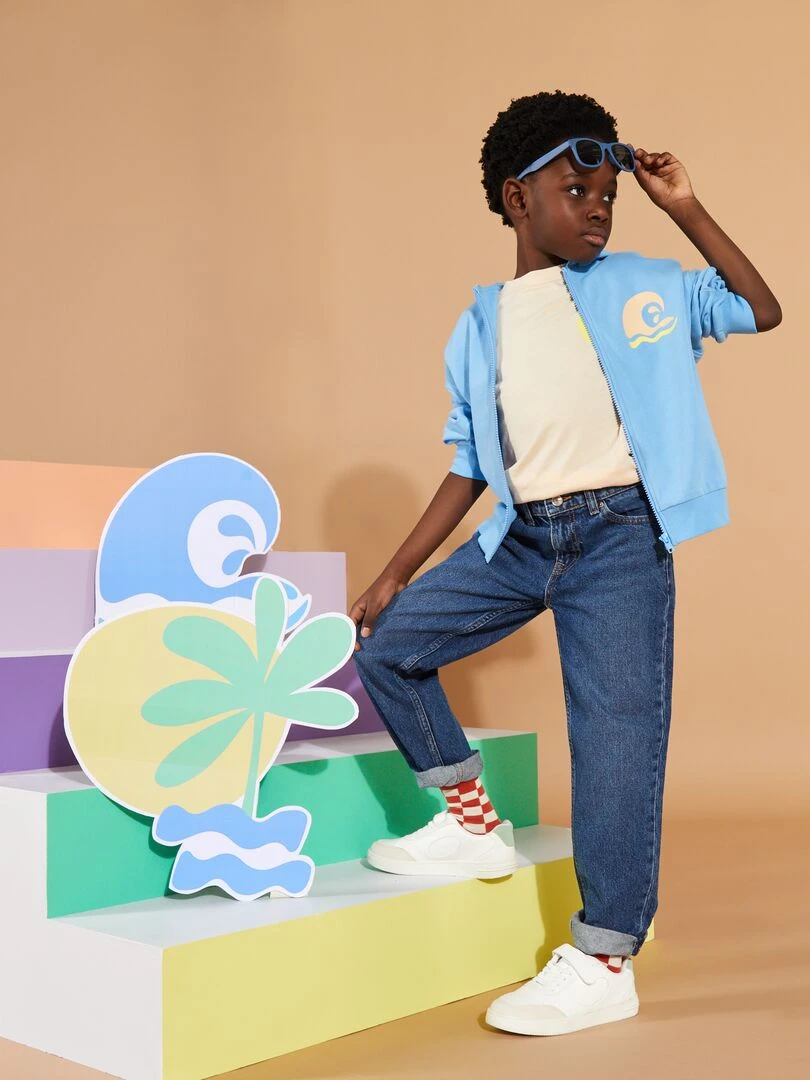 Sweat zippé à capuche   Grafik Edition   Bleu