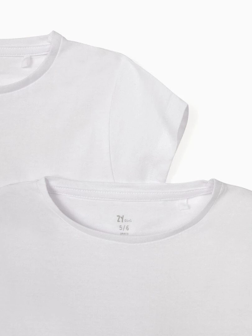 2 T Shirts Unis Fille manches courtes DISRUPTION   Blanc