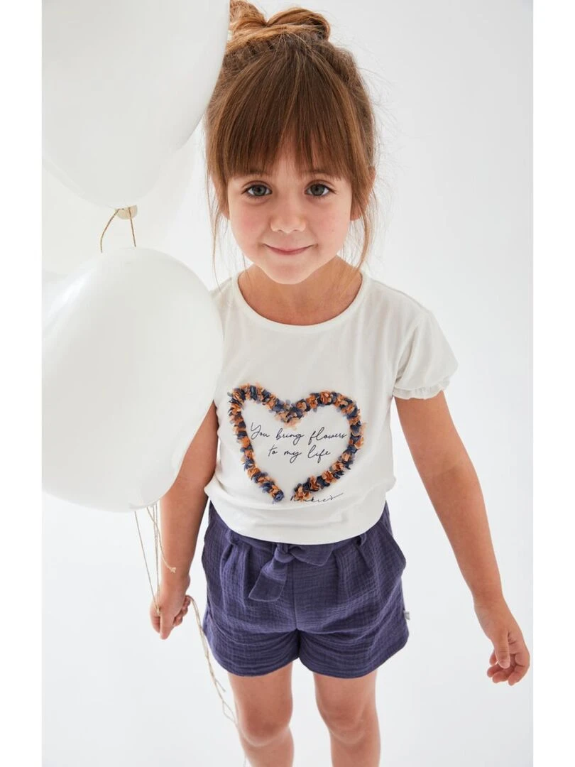 T shirt coeur à courtes manches    Noukie's   Blanc