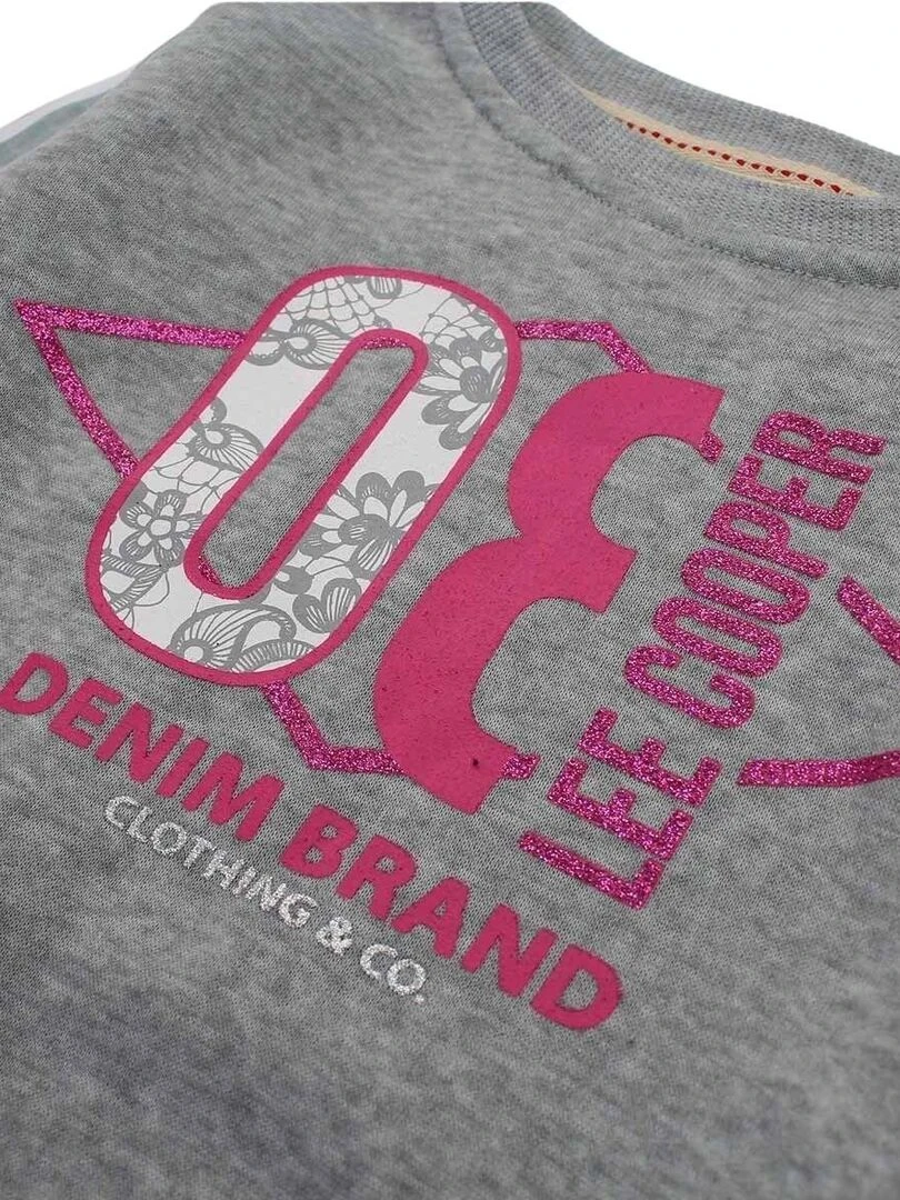 Lee Cooper   Sweat fille imprimé logo   Gris