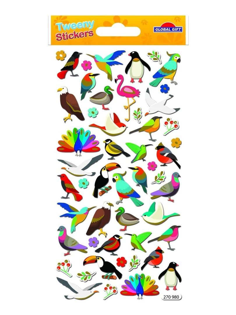 Autocollants réutilisables Relief 3D Oiseaux Finitions dorées N/A