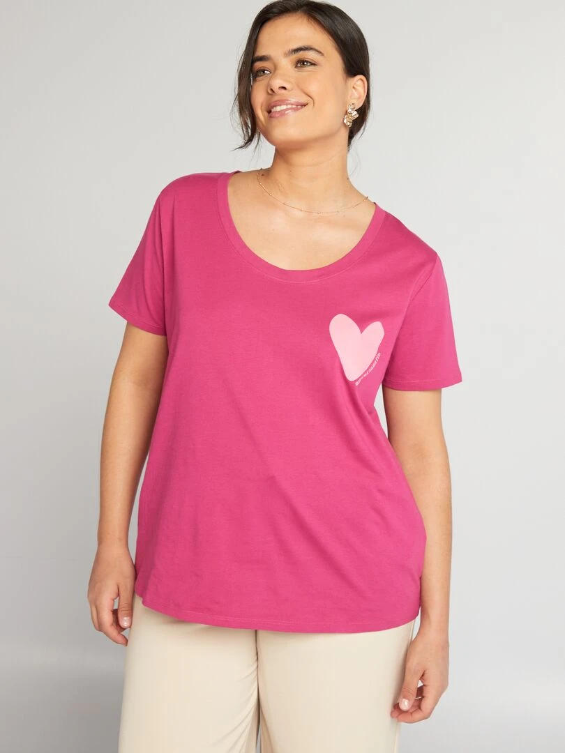 Tee shirt en coton avec imprimé Rose