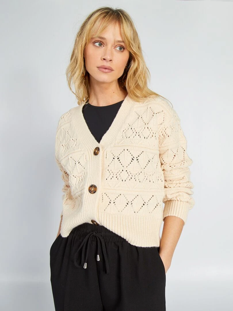 Gillet en maille grosse jauge Blanc
