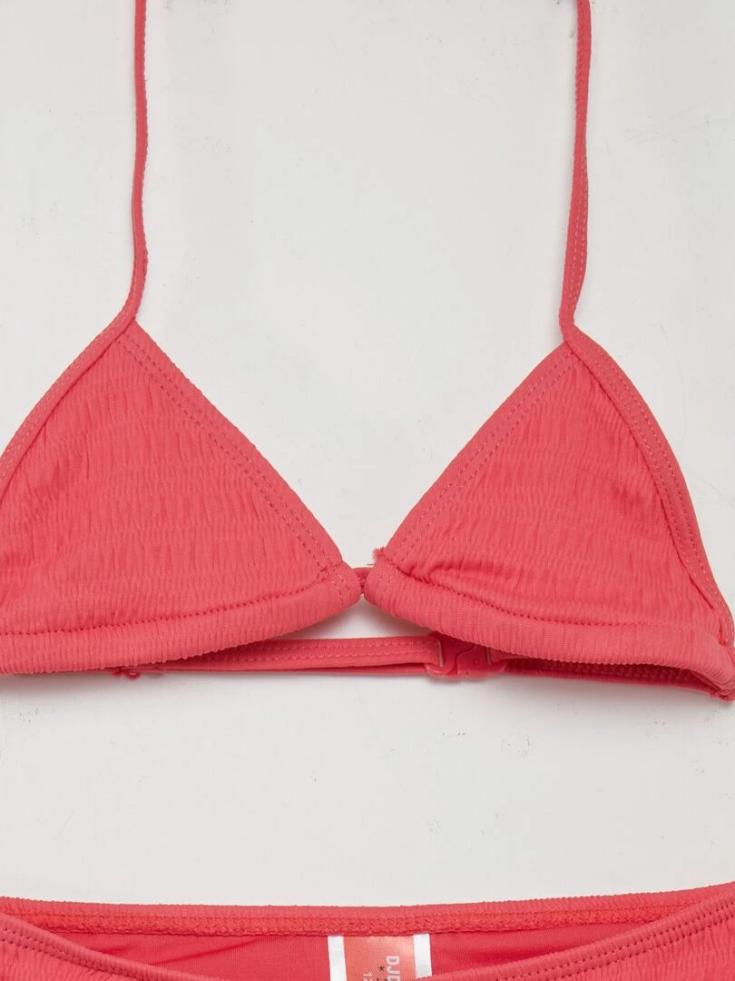 Maillot de bain uni texturé 2 pièces Rose