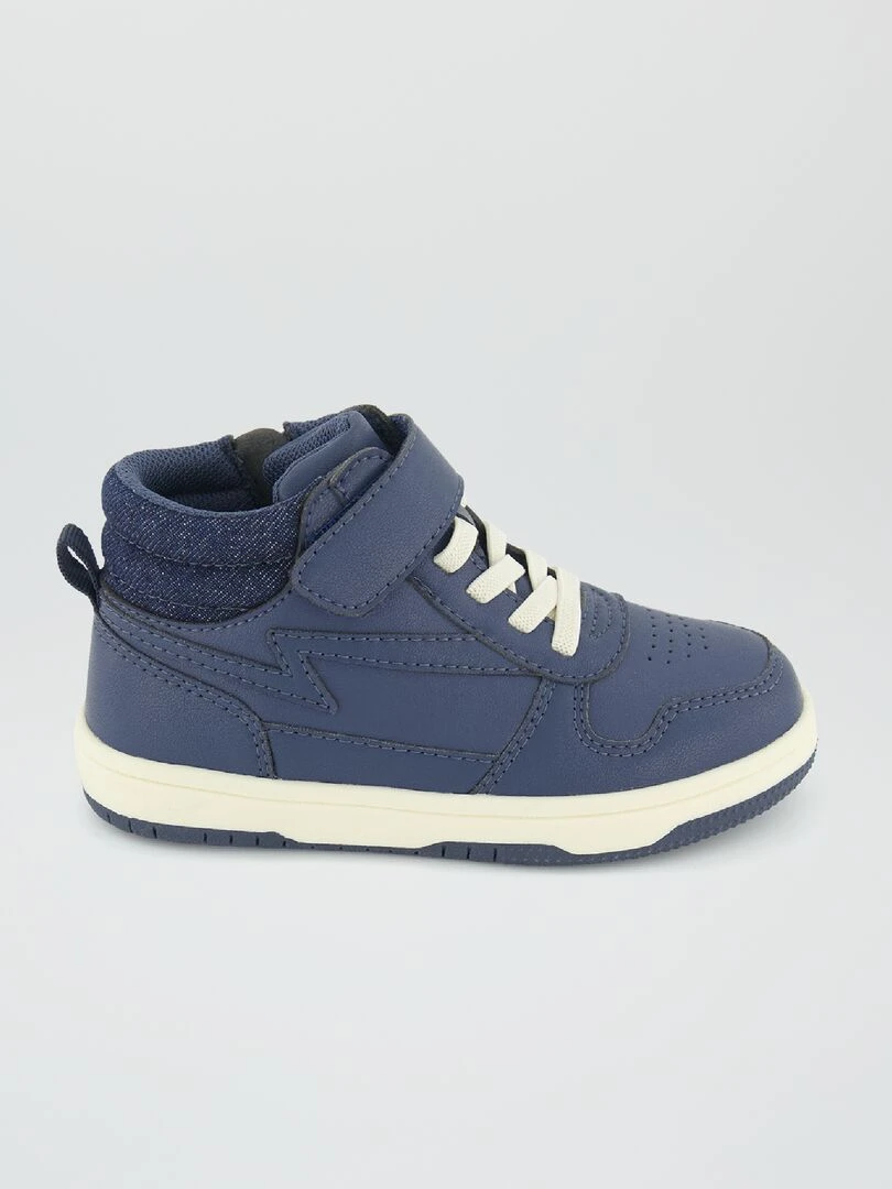 Baskets montantes tricolore bleu foncé