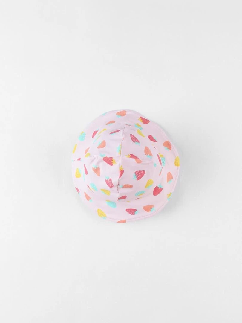 Chapeau réversible à imprimés fraises clair Archimède Rose