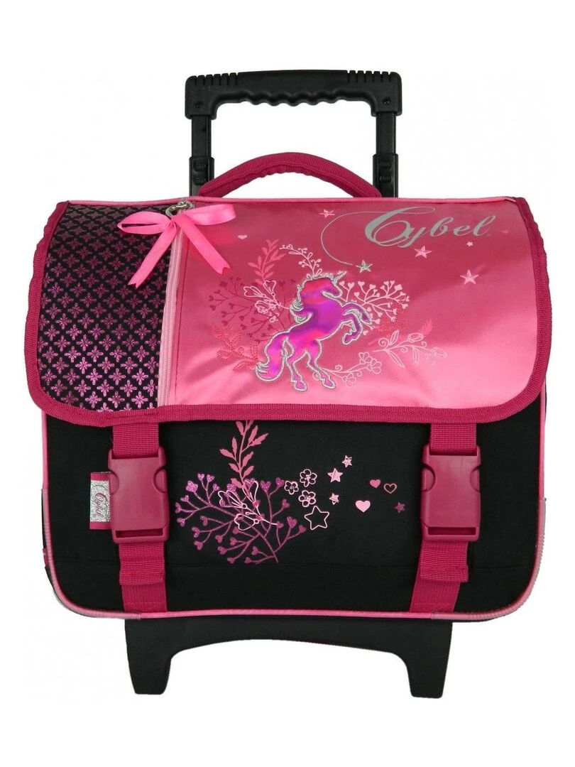 Cartable à roulettes Cybel Cheval Licorne 38cm Rose Rose