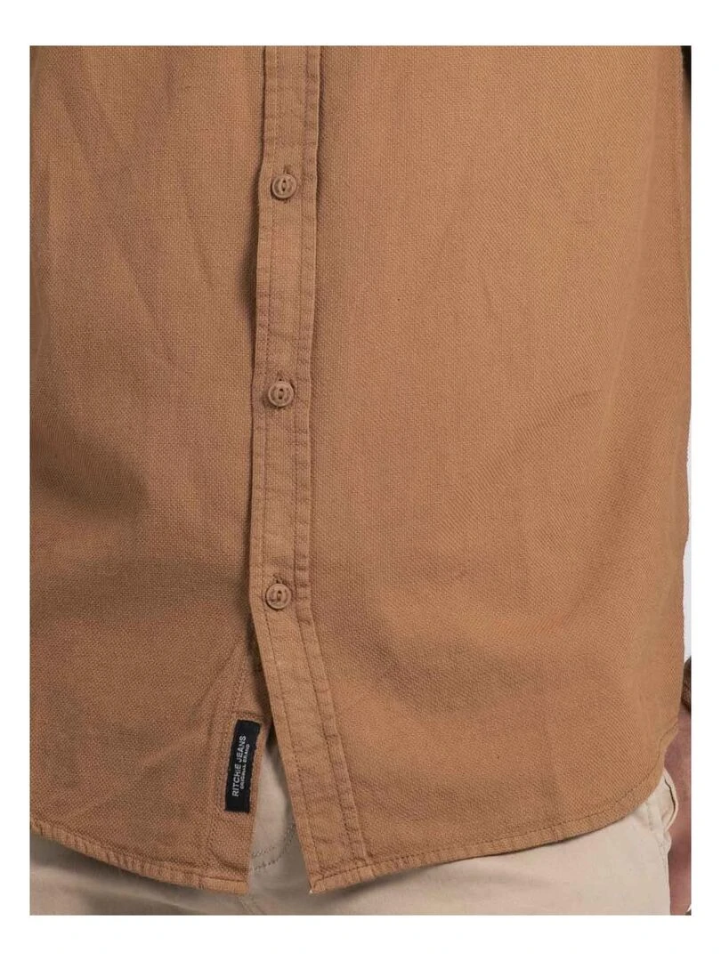 Chemise manches longues pur coton TAMORIS Marron caramel