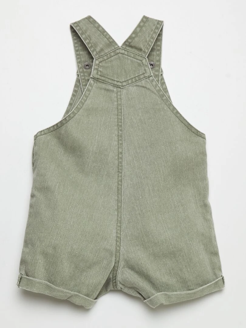 Salopette courte en denim colorée Vert