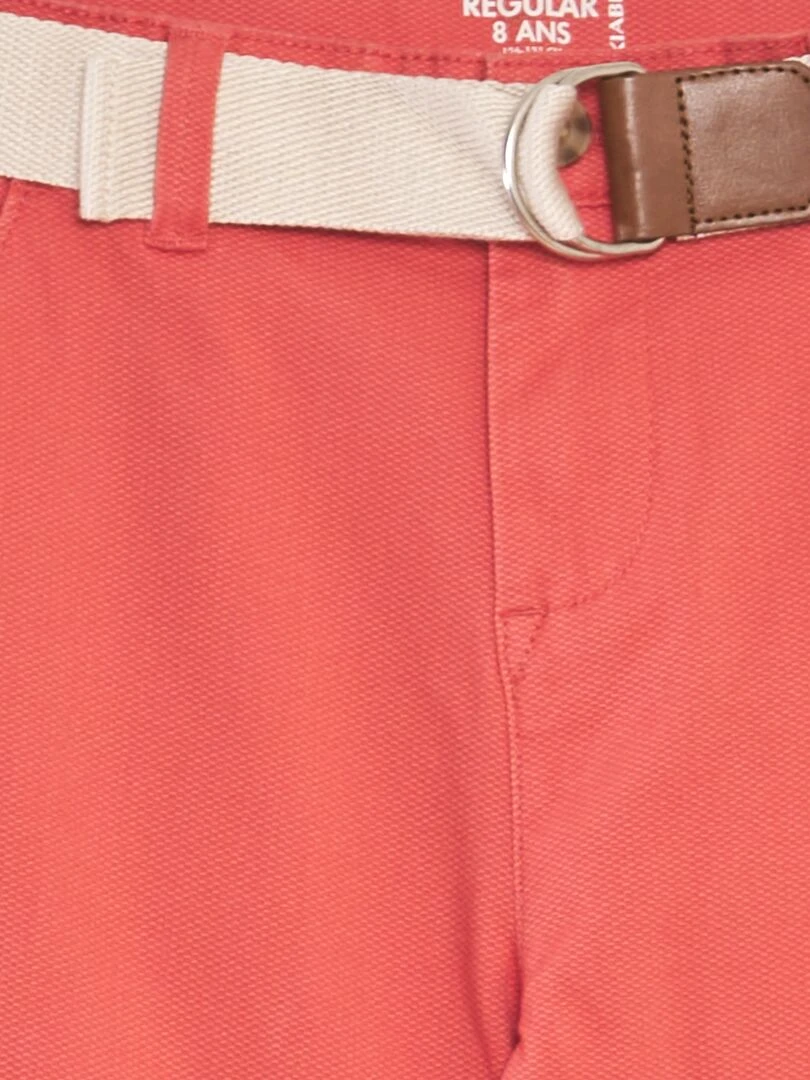 Pantalon chino en twill + ceinture Orange