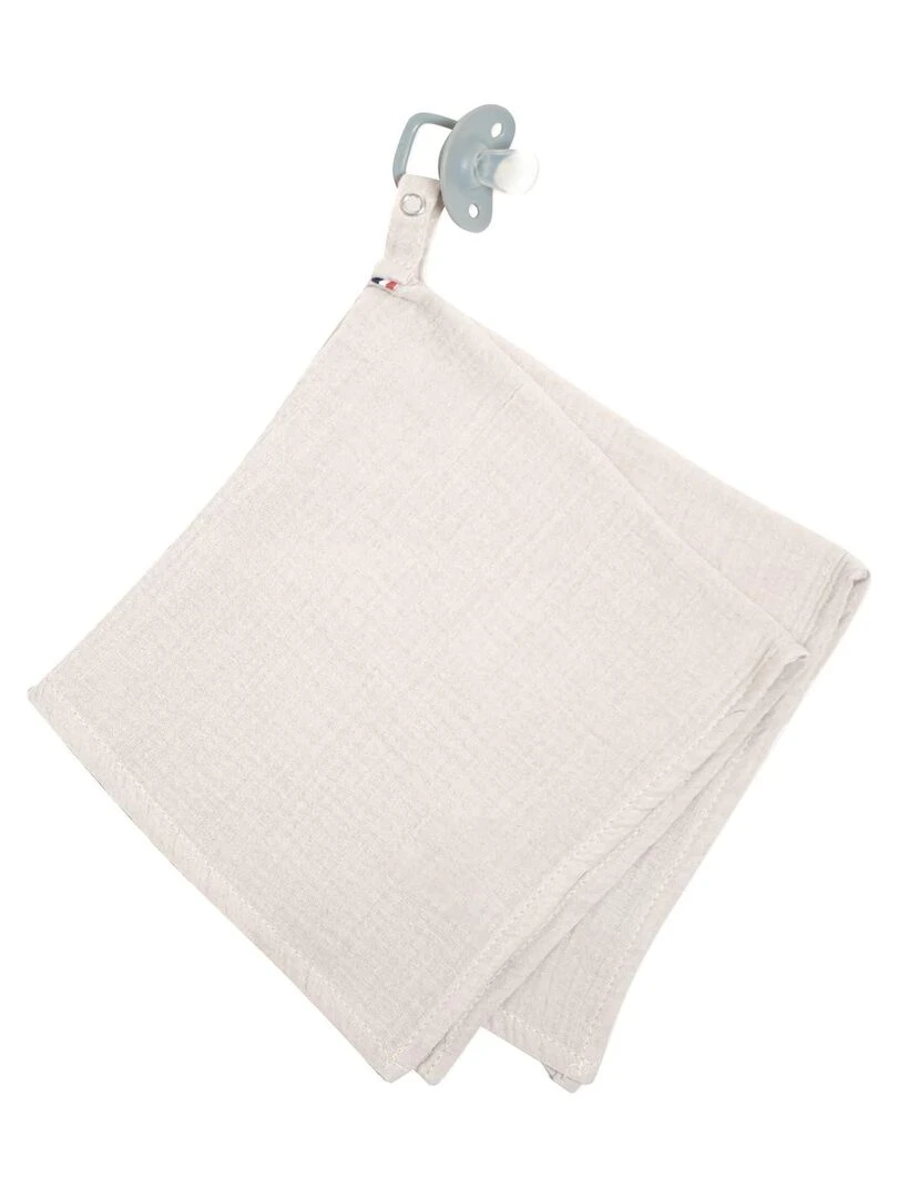 Doudou lange attache tétine en gaze de coton Jeanne Beige