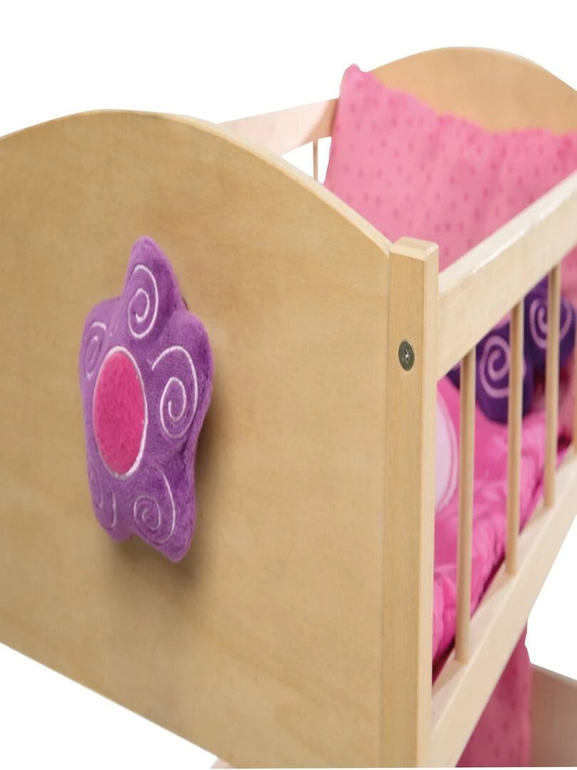 ROBA Lit Superposé pour Poupée Jumelle en Bois "Happy Fee" + Équipement Textile   Naturel/ Rose   N/A