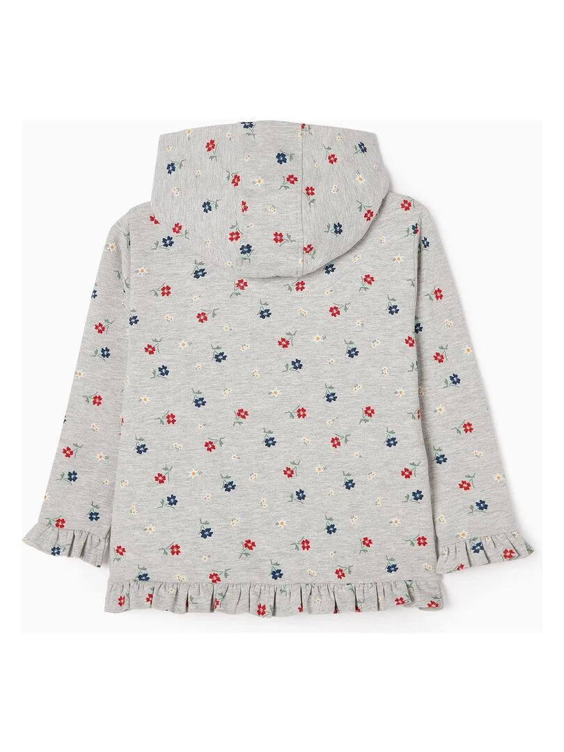 Veste à Capuche en Coton Fille 'Fleurs' ALPINE LUXURY Gris clair