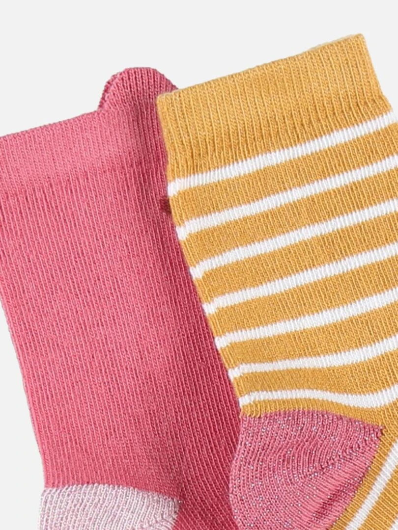 Set de 2 paires de chaussettes  rose/jaune   Noukie's   Rose