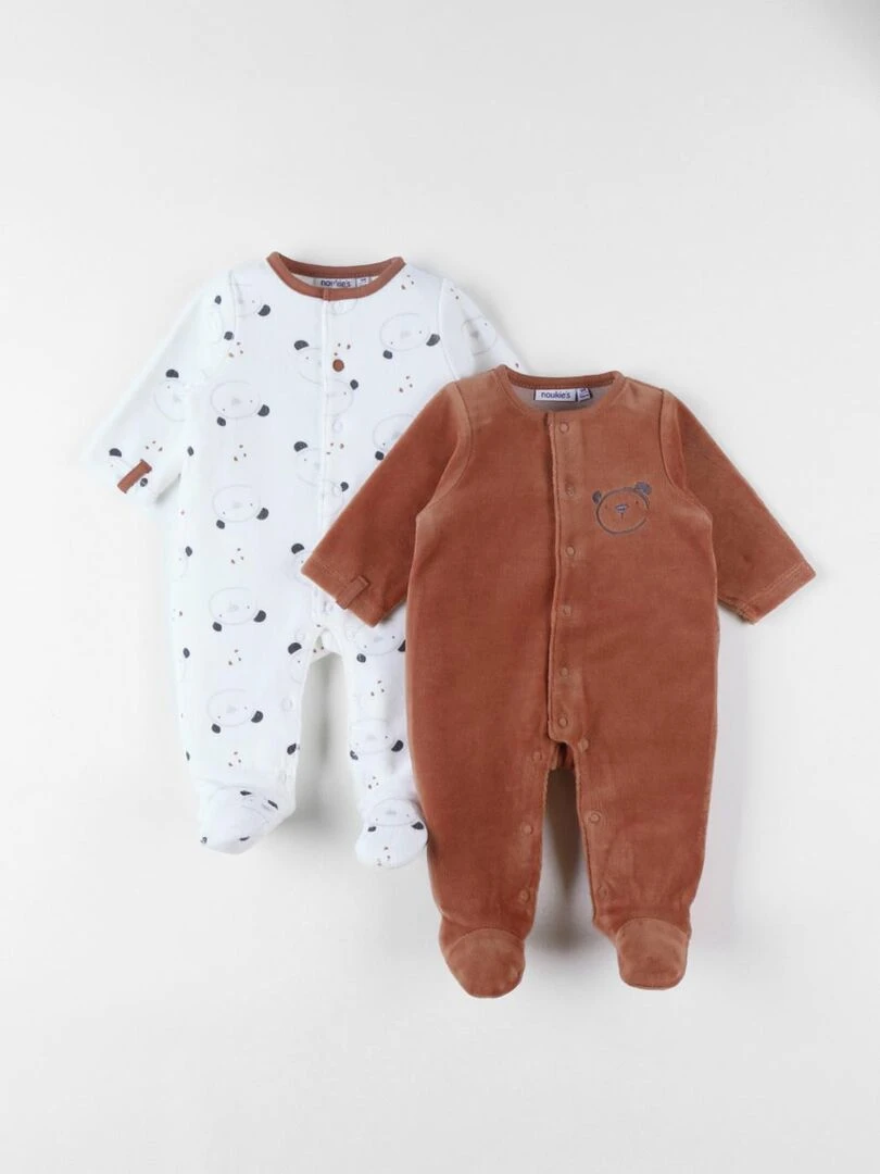 Set de 2 pyjamas dors bien en velours caramel Noukie's Beige