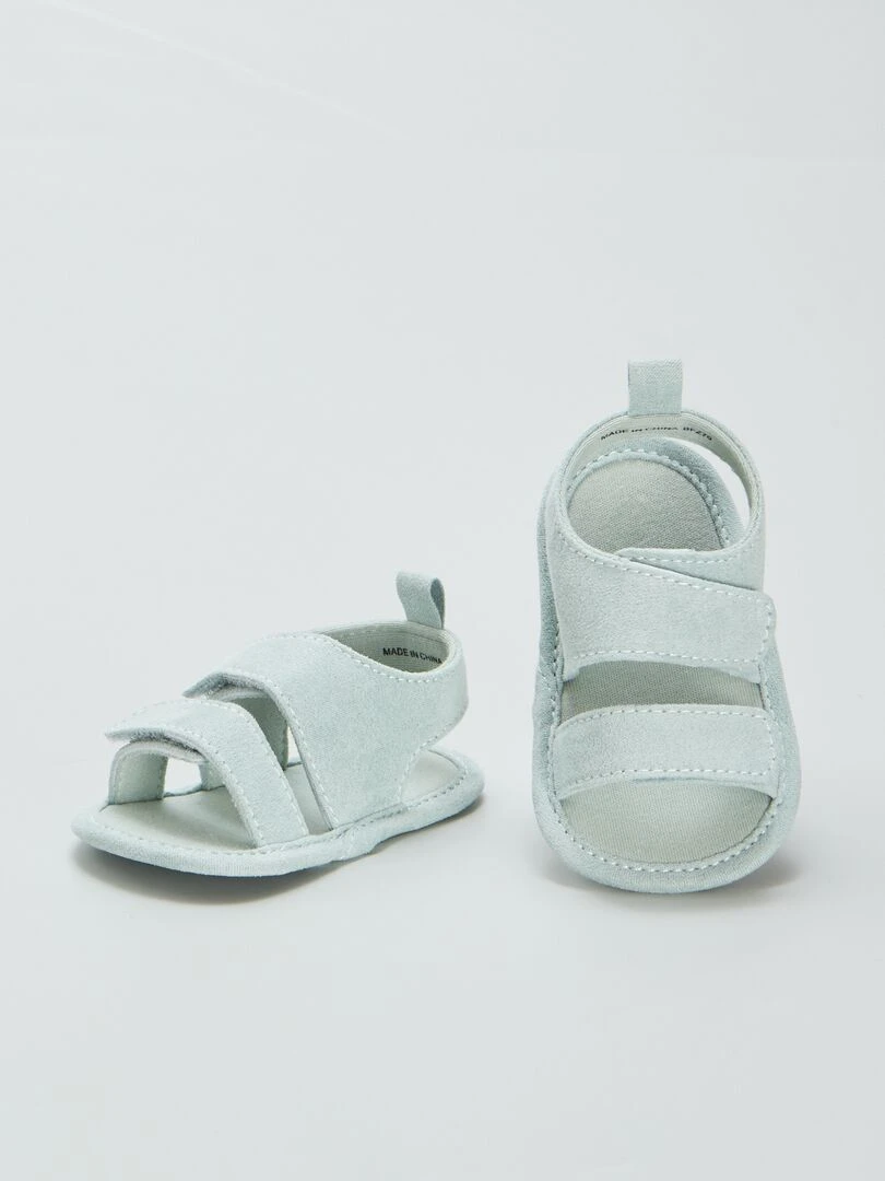 Sandales ouverte avec scratchs   Vert d'eau