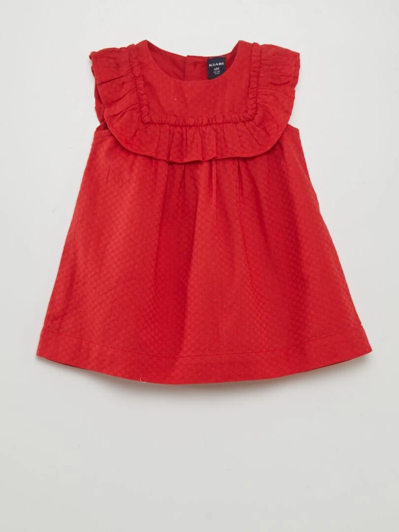 Robe évasée avec volants + culotte assortie Rouge
