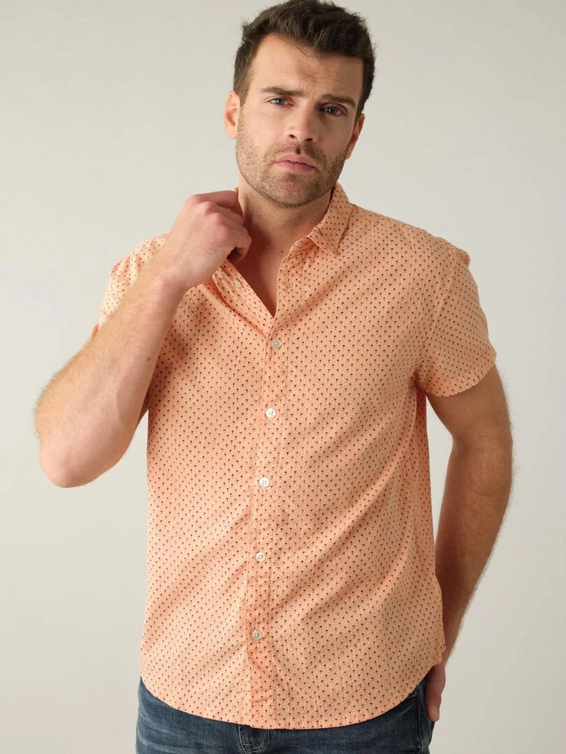 Chemise homme à motifs palmiers 'Deeluxe' Saumon