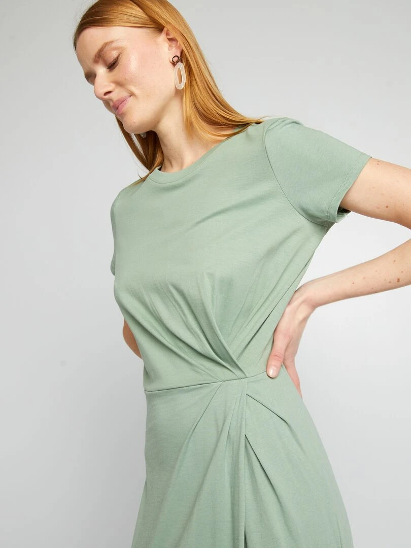 Robe midi à taille resserrée Vert