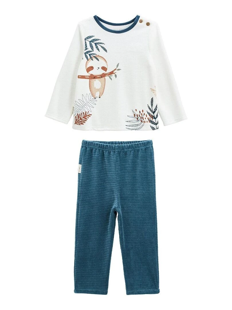 Pyjama bébé 2 pièces en velours Marceau Bleu