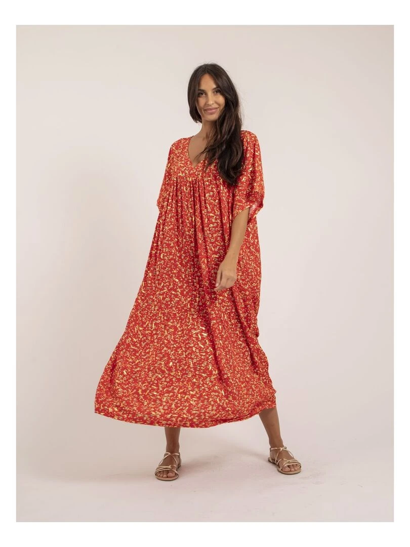Robe longue motifs IVRY   Rouge