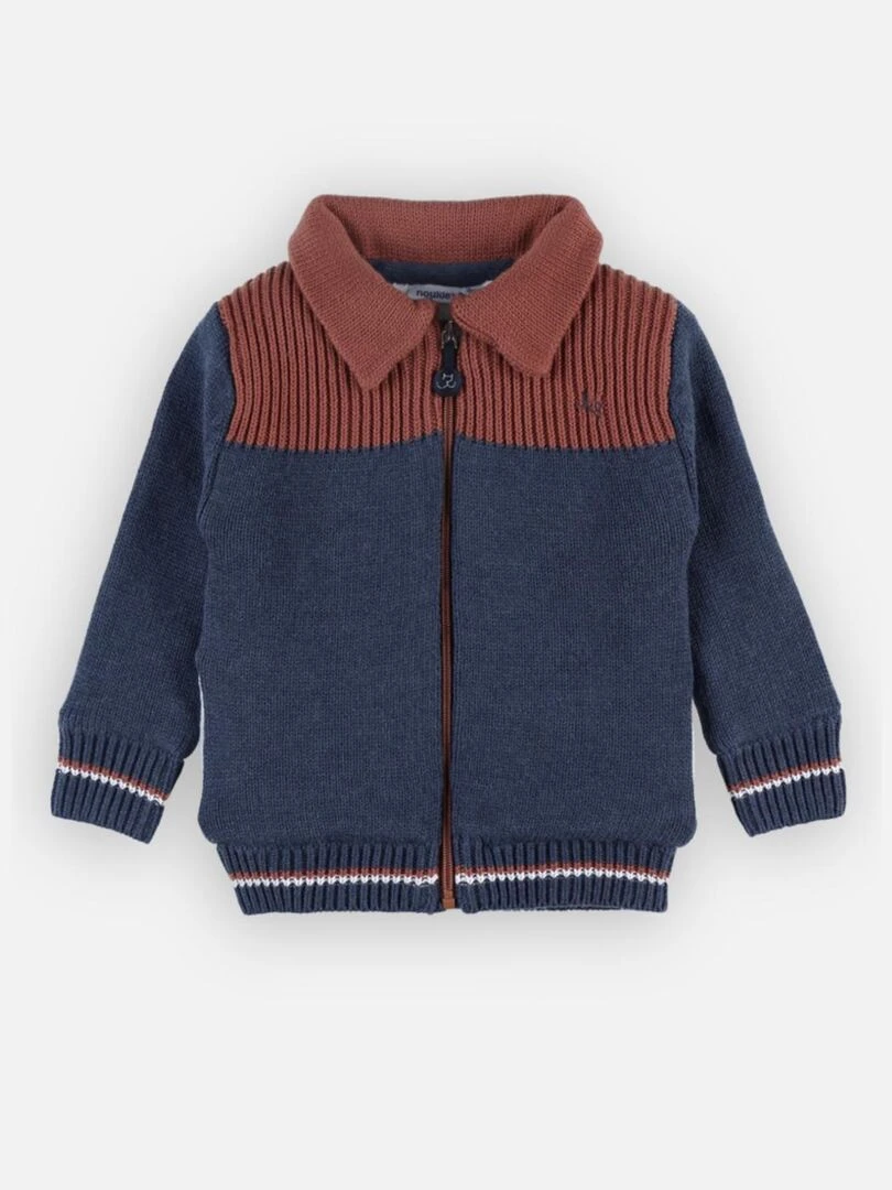 Gilet tricoloudoux  caramel/bleu   Noukie's   Bleu