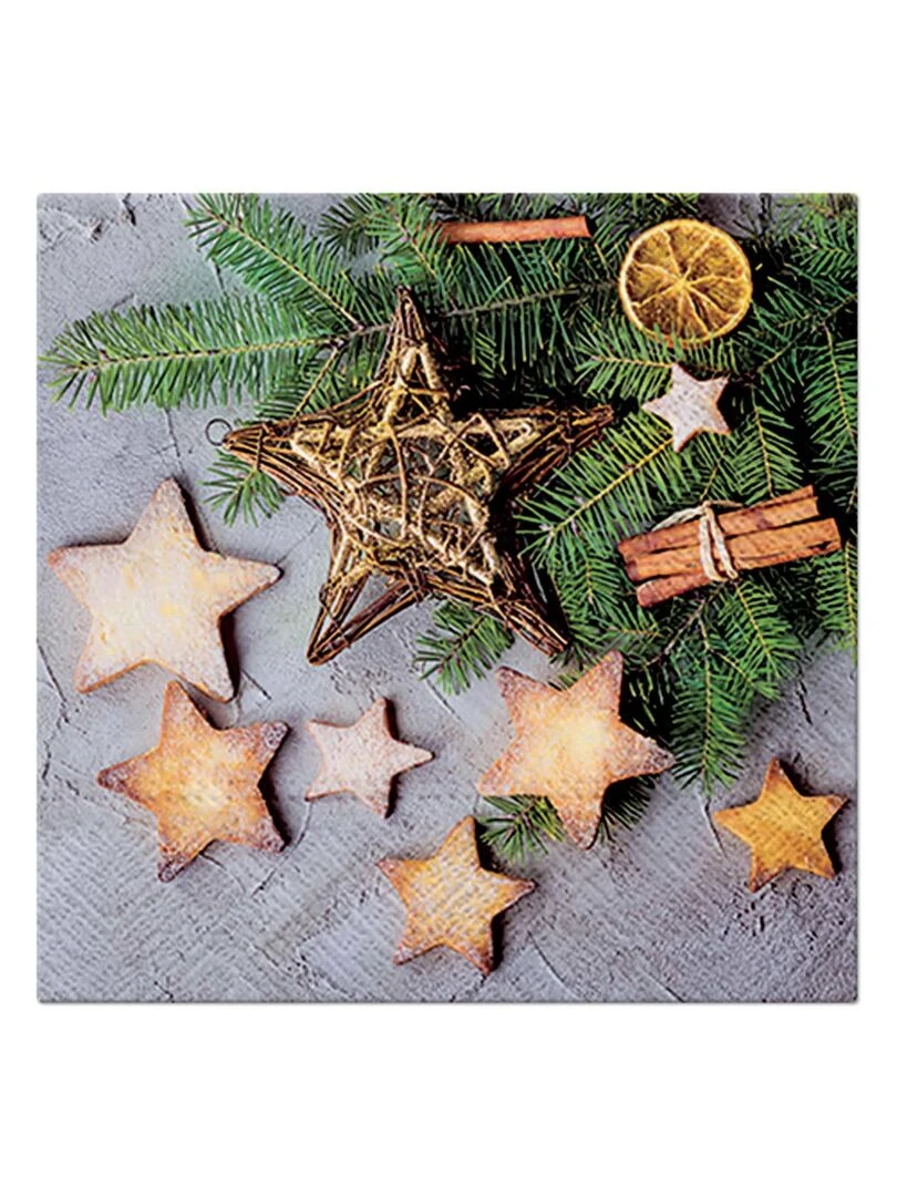 Lot de 20 serviettes papier Gateau de noel Multicolore