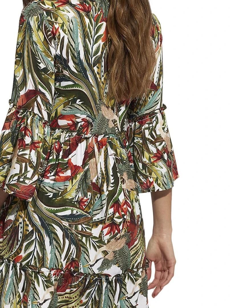Robe de plage manches trois quarts Galapagos   Blanc