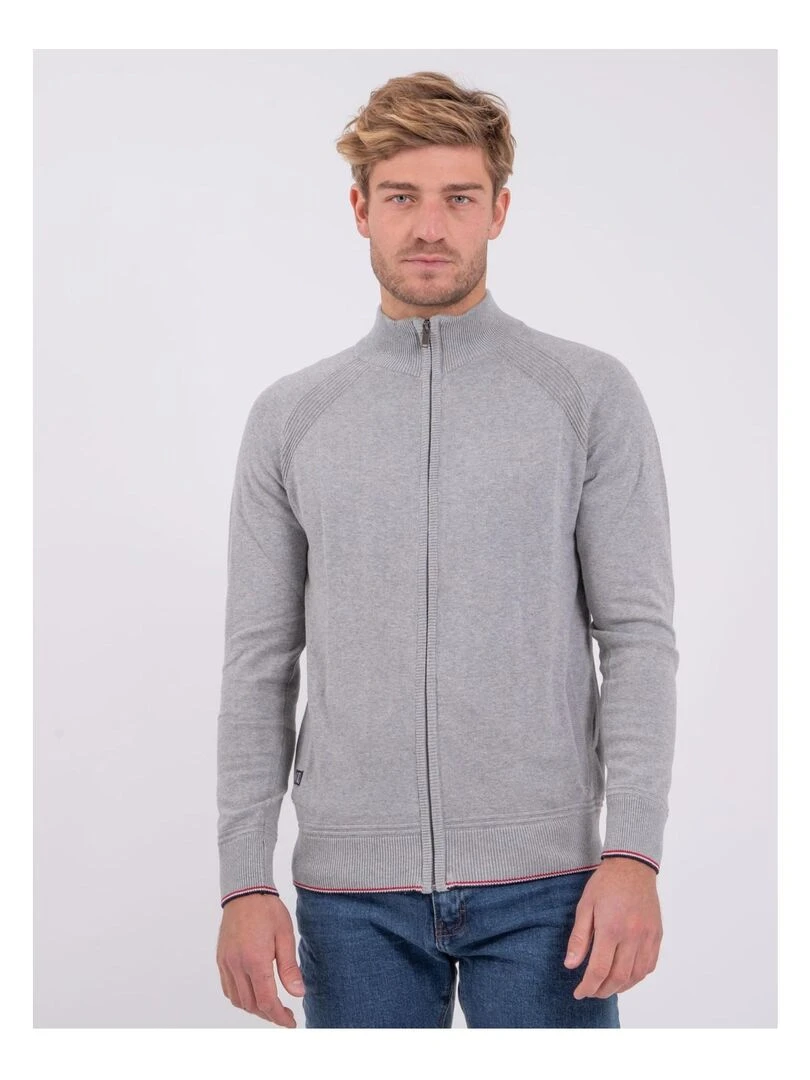 Gilet zippé col montant coton AMAEL Gris