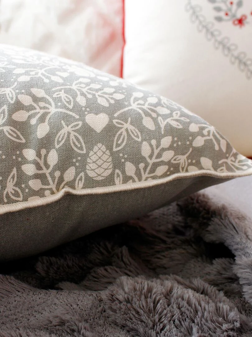 Coussin montagne chic déhoussable Gris clair