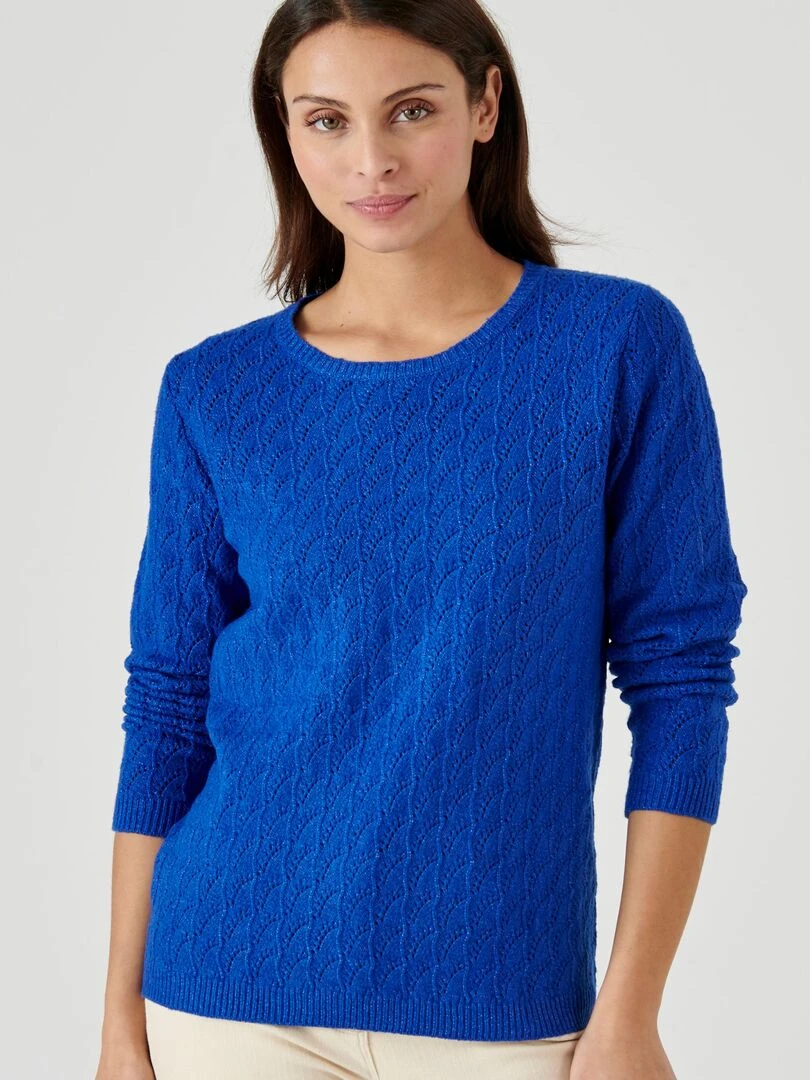 Pull maille ajourée Damart Bleu
