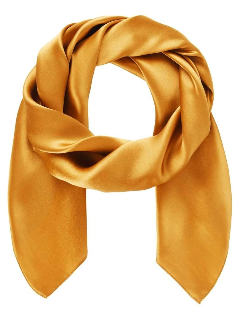 Carré de soie Premium Uni Marron caramel