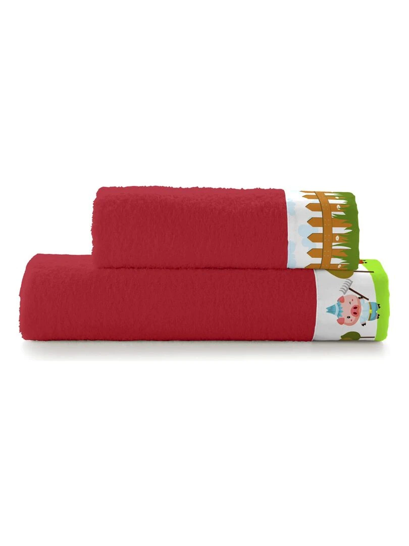 Lot de serviettes Piggys "Happyfriday" Rouge