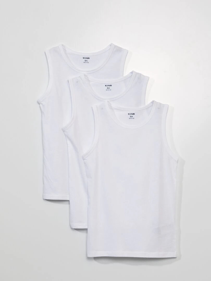 Lot 3 maillots de corps en coton blanc
