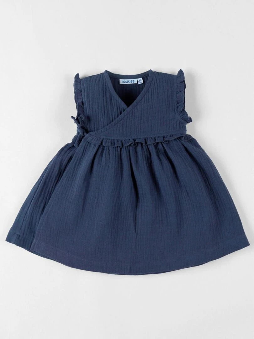 Robe portefeuille en mousseline de coton Noukie's Bleu